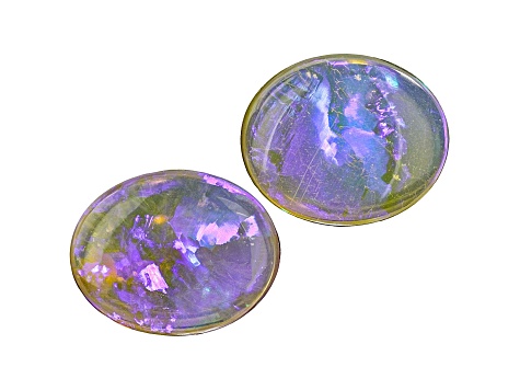Australian Crystal Opal 11.2x9.1mm Oval Cabochon Matched Pair 5.32ctw