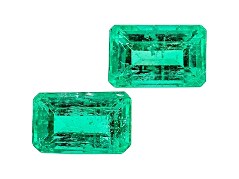 Colombian Emerald 5x3mm Emerald Cut Matched Pair 0.59ctw