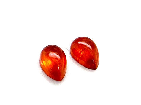 Orange Garnet 9.3x6.0mm Pear Shape Cabochon Pair 5.40ctw