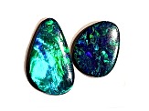 Opal on Ironstone Free-Form Doublet Set of 2 3.43ctw
