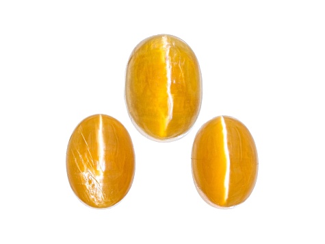Fire Opal Cat's Eye Oval Matched Set of 3 3.45ctw