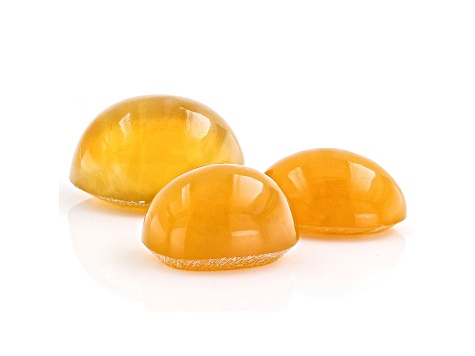 Fire Opal Cat's Eye Oval Matched Set of 3 3.45ctw
