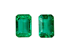 Zambian Emerald 6x4mm Emerald Cut Matched Pair 1.29ctw