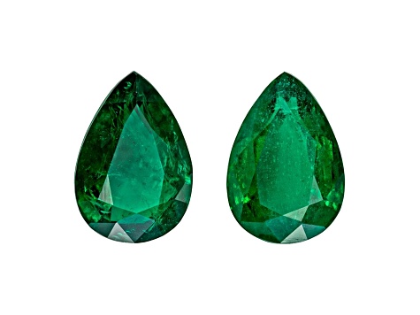 Emerald 13.3x9.2mm Pear Shape Matched Pair 8.58ctw