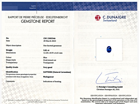 Sapphire 12.28x8.59mm Oval 5.81ct