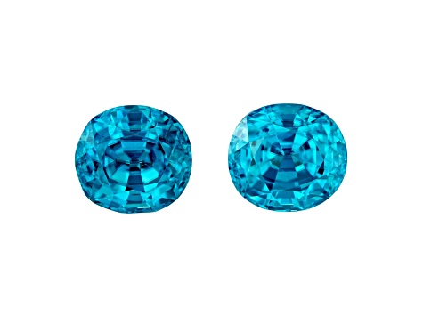 Blue Zircon 8x7.4mm Oval Matched Pair 7.28ctw