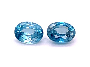 Blue Zircon 10x8mm Oval Matched Pair 8.50ctw