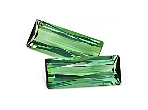 Green Tourmaline 16.4x6.5mm Emerald Cut Matched Pair 8.28ctw
