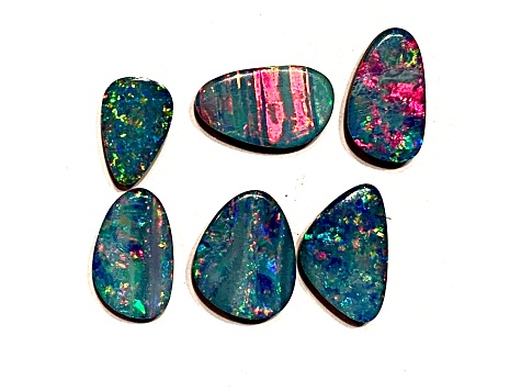 Opal on Ironstone Free-Form Doublet Set of 6 9.29ctw