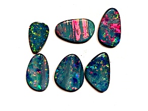 Opal on Ironstone Free-Form Doublet Set of 6 9.29ctw