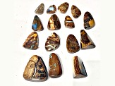 Boulder Opal Pre-Drilled Free-Form Cabochon Set of 15 155ctw