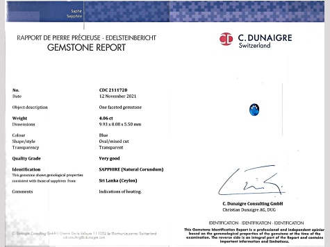 Sapphire Loose Gemstone 9.9x8.1mm Oval 4.06ct