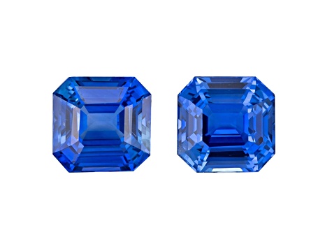 Sapphire 7.3mm Emerald Cut Matched Pair 4.81ctw