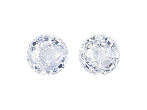 White Sapphire 7.7mm Round Matched Pair 4.23ctw