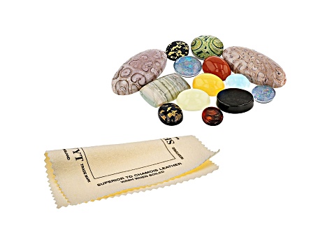 Cabochon Discovery Parcel Appx 112.00ctw and Selvyt Universal 5 Inch By 5 Inch Polishing Cloth Kit
