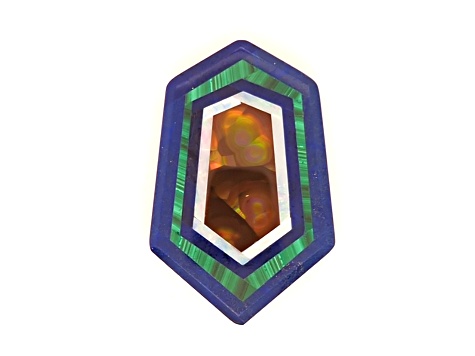 Intarsia Multi-Stone Inlay 32x20.9mm Shield Shape