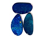 Opal on Ironstone Free-Form Doublet Set of 3 10.55ctw