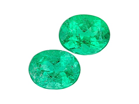 Colombian Emerald 7.2x5.6mm Oval Matched Pair 2.00ctw