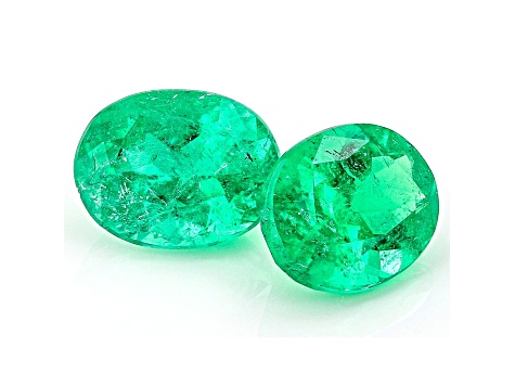 Colombian Emerald 7.2x5.6mm Oval Matched Pair 2.00ctw