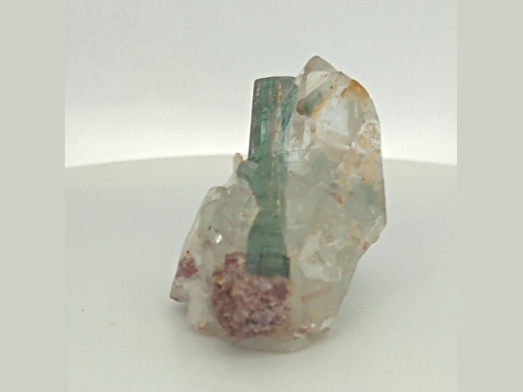 Bi-Color Tourmaline Crystal On Quartz 1.56x1.08 Inch Specimen