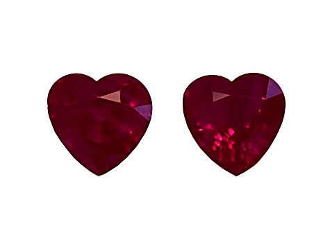Ruby 7x7mm Heart Shape Matched Pair 3.1ctw