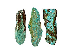 Sonoran Turquoise 55x15mm Pre-Drilled Tumbled Nugget Focal Bead Set of 3