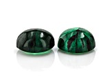 Trapiche Emerald 9.4x8.5mm Oval Cabochon Matched Pair 6.23ctw