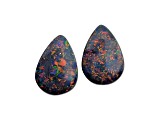 Lightning Ridge Black Opal 12x8.5mm Pear Shape Pair 6.29ctw