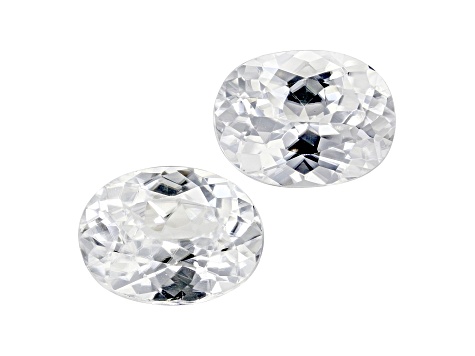 White Zircon 8x6mm Oval Matched Pair 3.50ctw