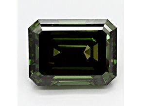 2.25ct Dark Green Emerald Cut Lab-Grown Diamond VS1 Clarity IGI Certified