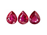Ruby 10x8mm Pear Shape Set of 3 8.21ctw