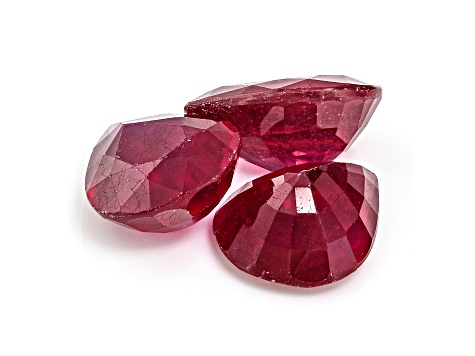 Ruby 10x8mm Pear Shape Set of 3 8.21ctw