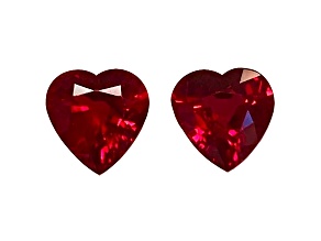 Ruby 6.4x6.3mm Heart Shape Matched Pair 2.06ctw