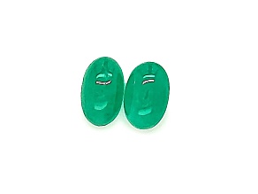 Colombian Emerald 14.0x9.1mm Oval Cabochon Pair 9.86ct