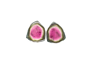 Watermelon Tourmaline 18mm Free-Form Slice Matched Pair 19.49ctw