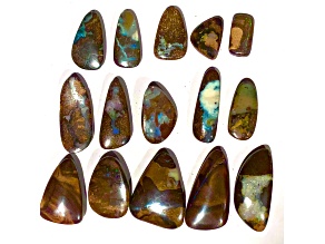 Boulder Opal Pre-Drilled Free-Form Cabochon Set of 15 154ctw