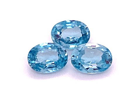 Blue Zircon 8.5x6.5mm Oval Set of 3 6.00ctw