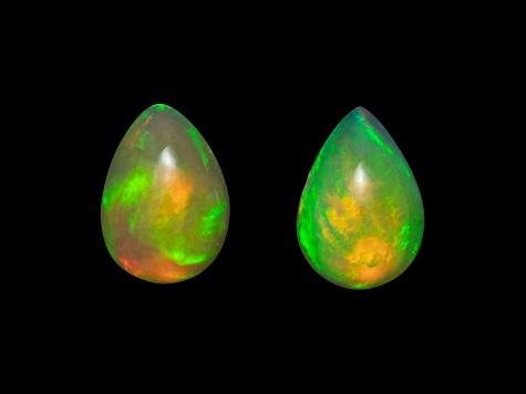 Ethiopian Opal 8.7x6.2mm Pear Shape Cabochon Matched Pair 1.89ctw