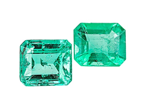 Colombian Emerald 6.0x5.4mm Emerald Cut Matched Pair 1.52ctw