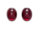 Rhodolite 9x7mm Oval Cabochon Matched Pair 5.81ctw