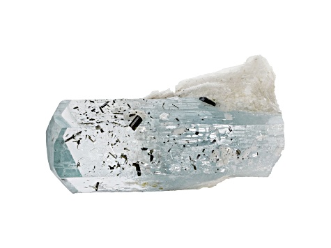 Aquamarine Crystal With Black Tourmaline and Albite 3.70x1.93cm Specimen