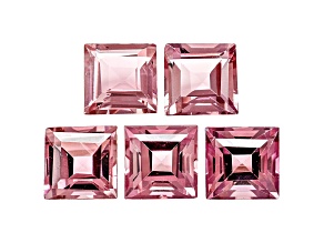 Pink Tourmaline 3.5mm Square Set of 5 1.15ctw