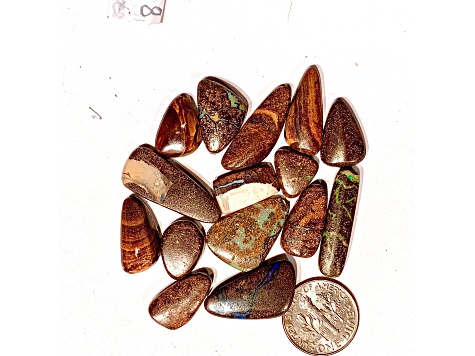 Boulder Opal Pre-Drilled Free-Form Cabochon Set of 15 109ctw