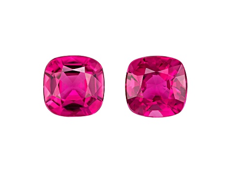 Rubellite 6.9mm Cushion Matched Pair 2.63ctw
