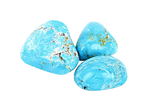 Cripple Creek Turquoise Set of 3 Free-Form Cabochon 27.54ctw