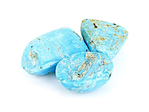 Cripple Creek Turquoise Set of 3 Free-Form Cabochon 27.54ctw