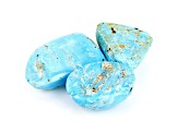 Cripple Creek Turquoise Set of 3 Free-Form Cabochon 27.54ctw