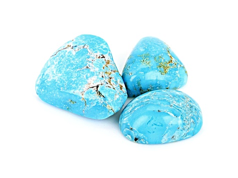 Cripple Creek Turquoise Set of 3 Free-Form Cabochon 27.54ctw