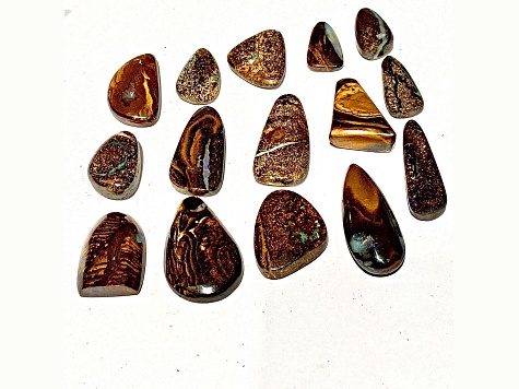 Boulder Opal Pre-Drilled Free-Form Cabochon Set of 15 153ctw