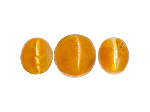 Fire Opal Cat's Eye Oval Matched Set of 3 2.93ctw